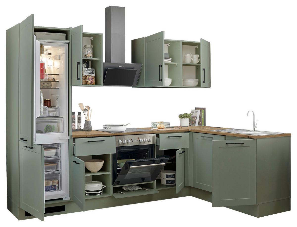 Eckküche Marseille Grün/eiche Dekor S: 280x175 Cm - Eiche Artisan/Grün, Design, Holzwerkstoff (280/175cm) - MID.YOU