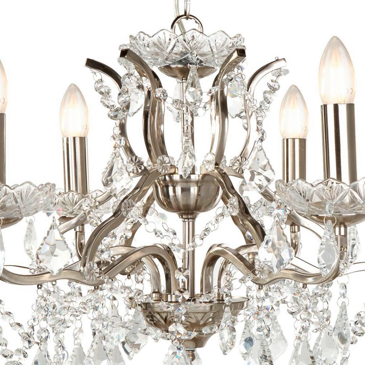 Kristall-Hängeleuchte 8736-6ss Paris 6lt Chandelier - Klar/Silberfarben, Basics, Glas/Metall (70/125/70cm)