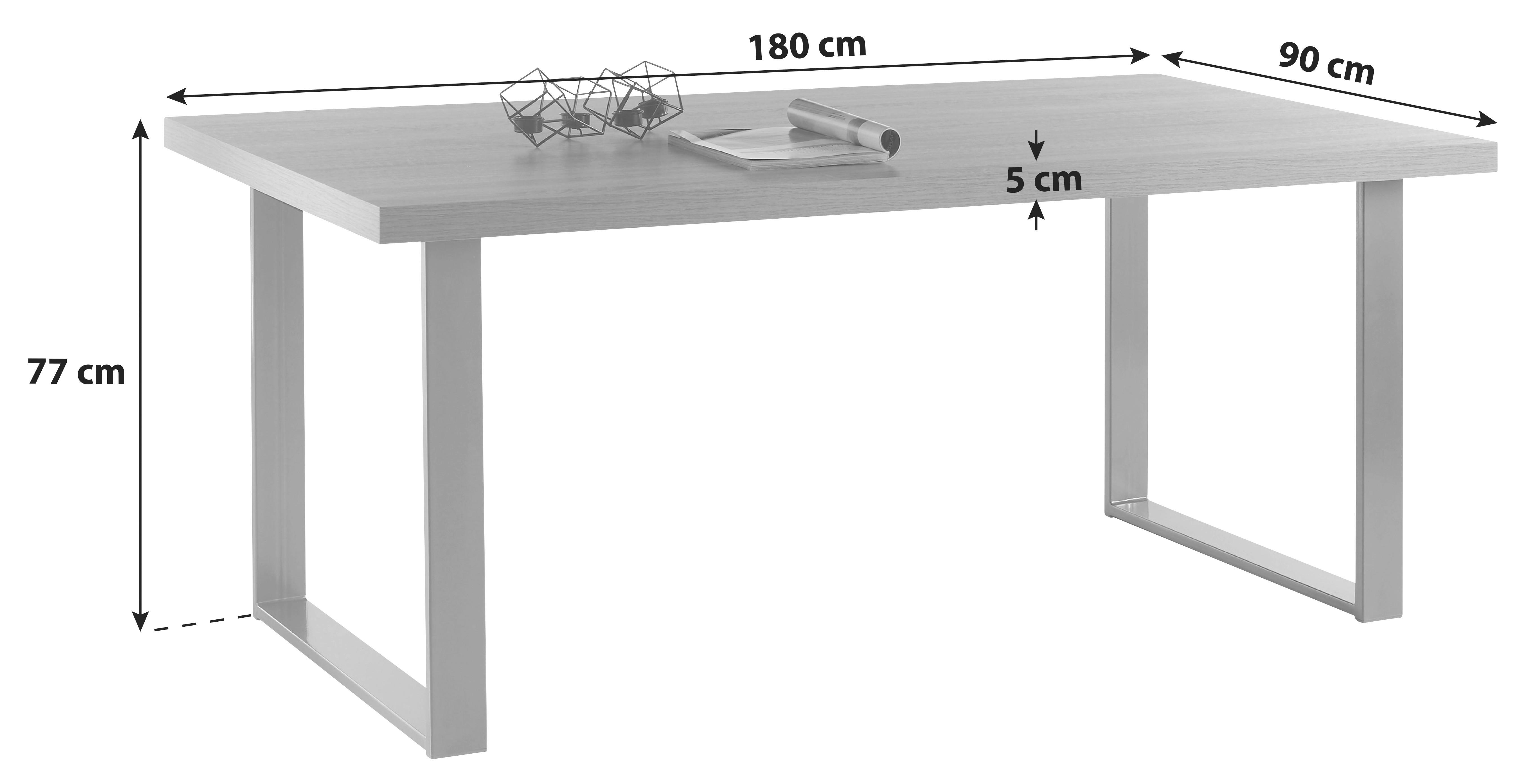 Esstisch Anka 180x90 Cm Eiche Dekor/anthrazit - Anthrazit/Sonoma Eiche, KONVENTIONELL, Holzwerkstoff/Metall (180/90/77cm) - MID.YOU