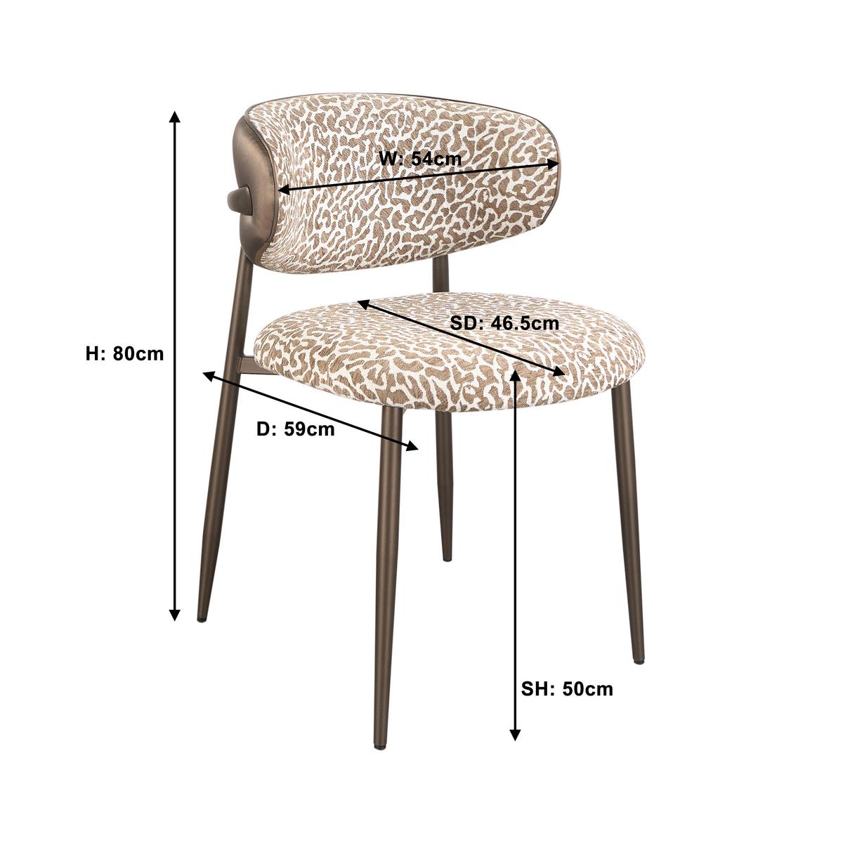 Židle Leano leopardí vzor a vzhled kůže - hnědá, Lifestyle, kov/textil (54/80/59cm) - Premium Living
