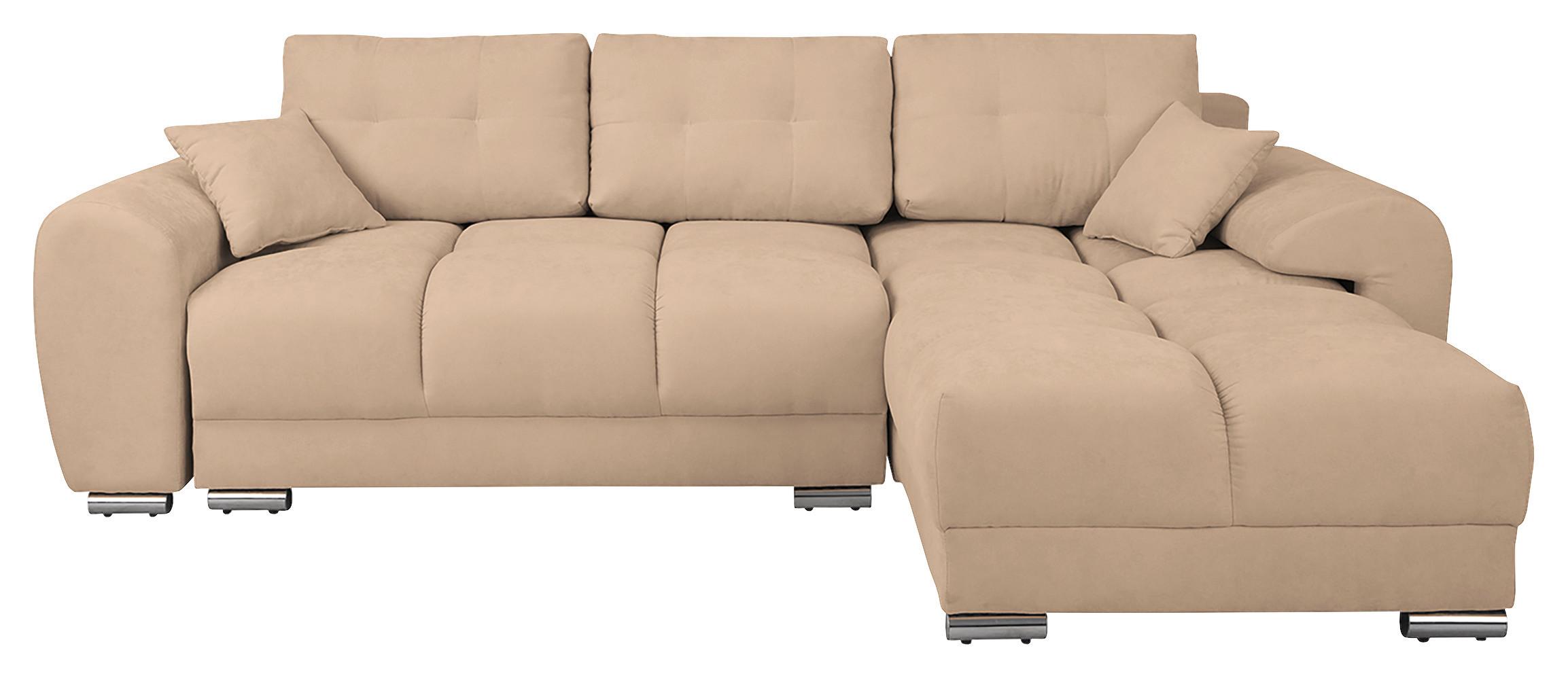 Ecksofa Azzuro Beige S: 256x175 cm - Beige/Silberfarben, Design, Textil (256/175cm) - Livetastic