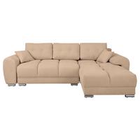 Ecksofa Azzuro Beige S: 256x175 cm - Beige/Silberfarben, Design, Textil (256/175cm) - Livetastic