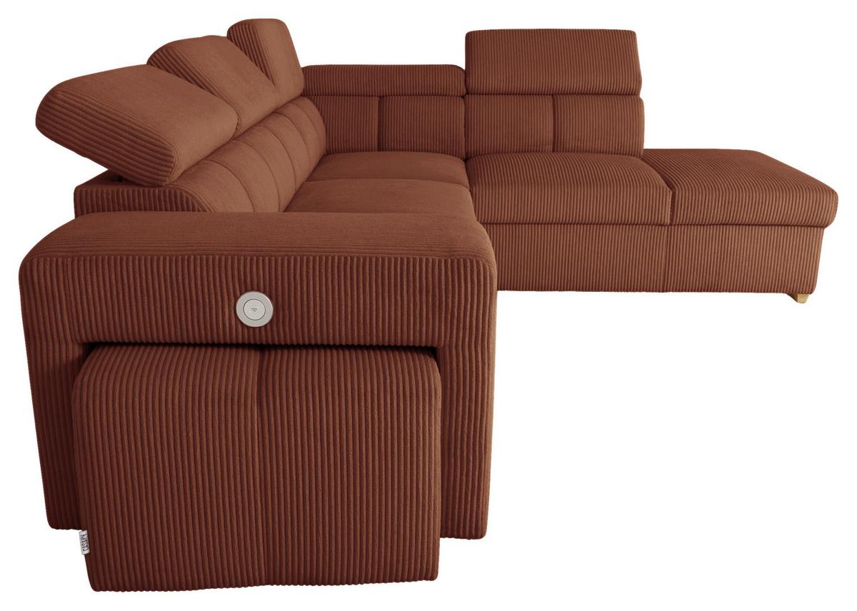 Ecksofa Sirius L terracotta, 267x218cm - Eichefarben/Terracotta, KONVENTIONELL, Holz/Holzwerkstoff (267/218cm)