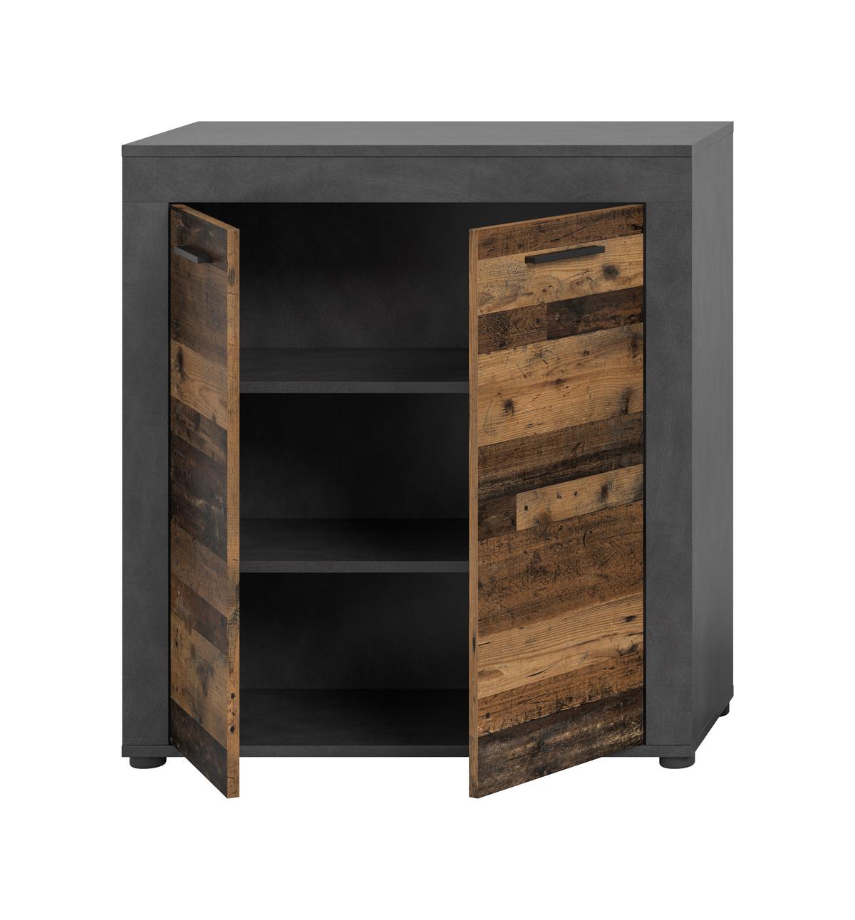 Highboard Jam Anthrazit/naturfarben B: 80 Cm - Anthrazit/Schwarz, Design, Holzwerkstoff (80/88/35cm) - MID.YOU