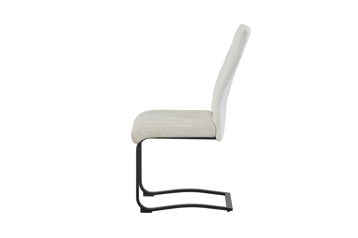 Szánkótalpas Szék Szett Leni - krémszínű/fekete, Modern, textil/fém (43/98/59cm) - MID.YOU