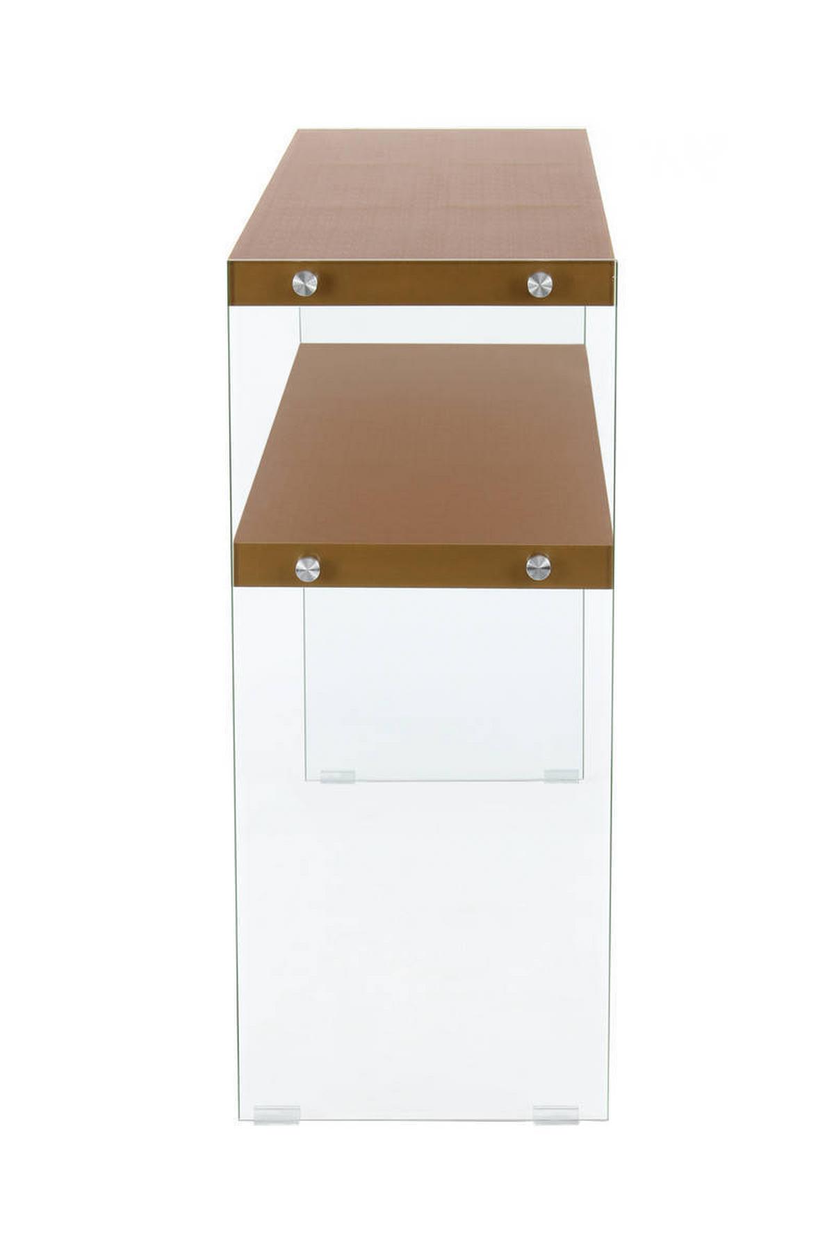 Beistelltisch mit Ablage Elementary Goldfarben - Klar/Goldfarben, Basics, Glas/Holzwerkstoff (32/75/110cm) - Kayoom