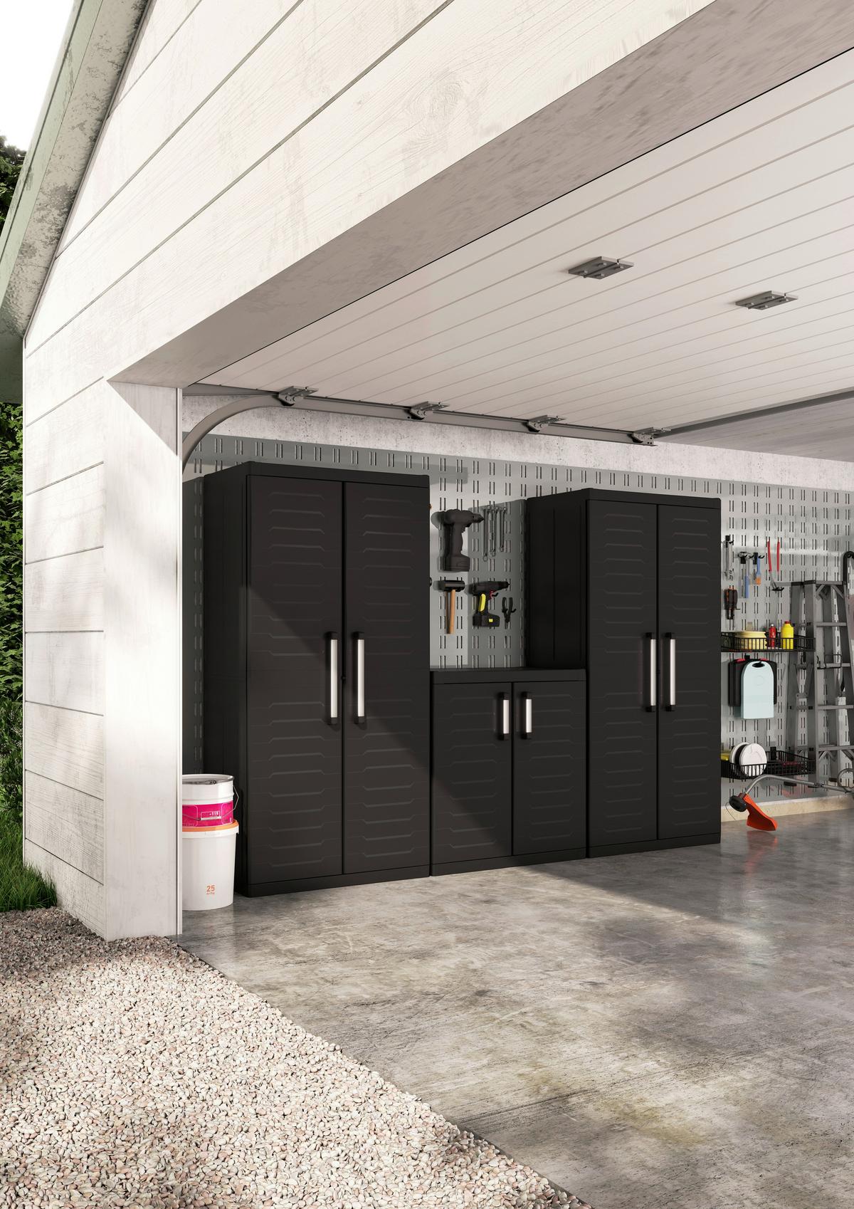 Werkzeugschrank Detroit Xl Multipurpose 182x89x54 Cm - Schwarz, Design, Kunststoff (89/182/54cm) - Keter