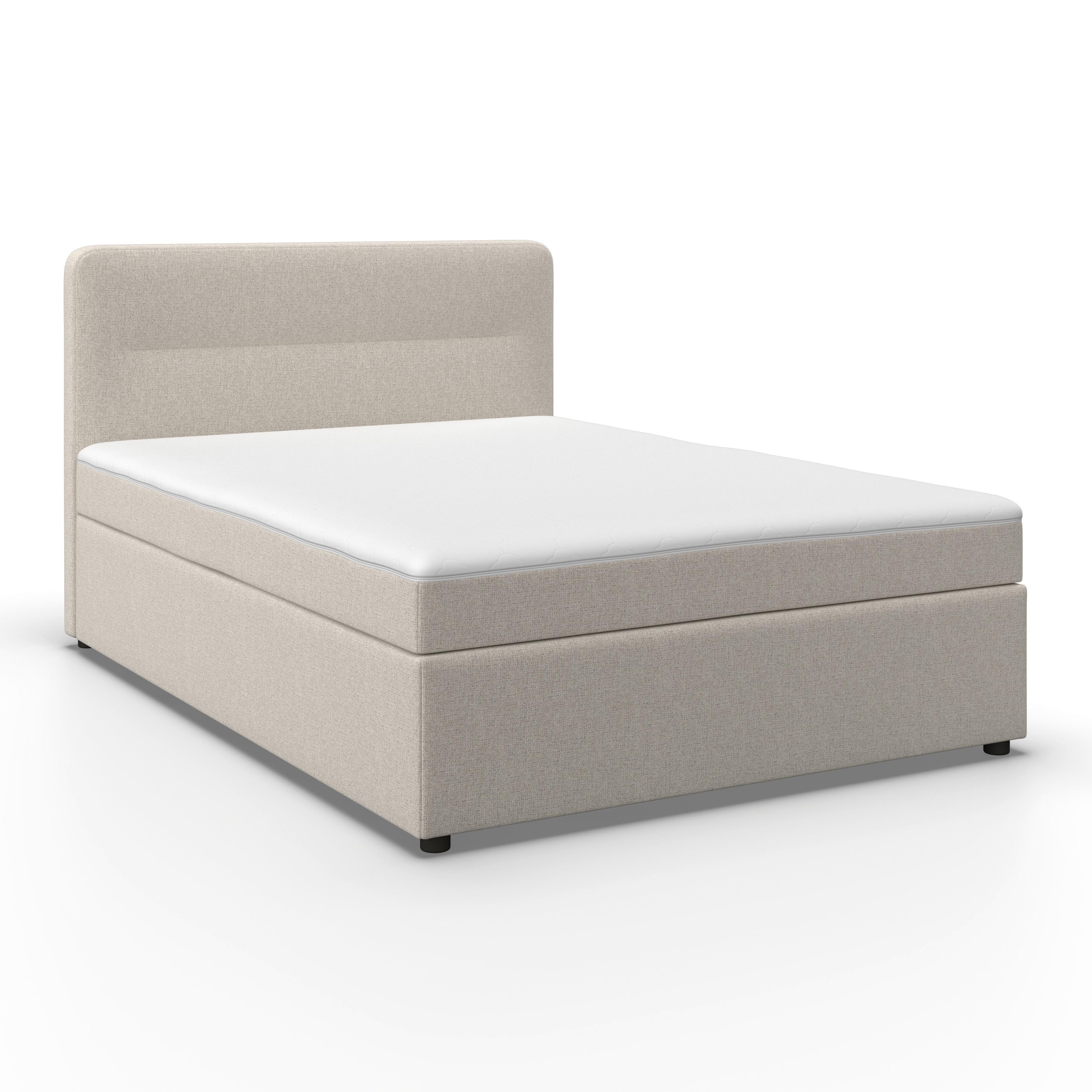 Boxspringová posteľ MARCO 140x200, béžová - čierna/krémová, Modern, drevo/textil (140/200cm) - Bessagi Home