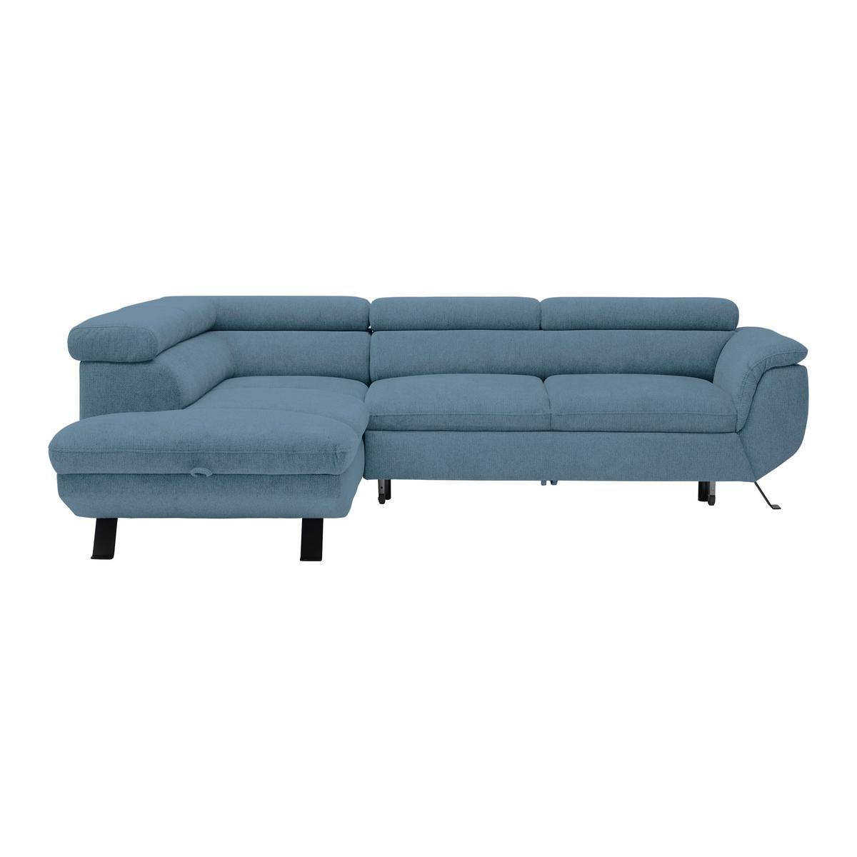 Rohová sedačka RAVEN, levá, tmavě modrá - černá/tmavě modrá, Moderní, kov/textil (198/257cm) - Mömax