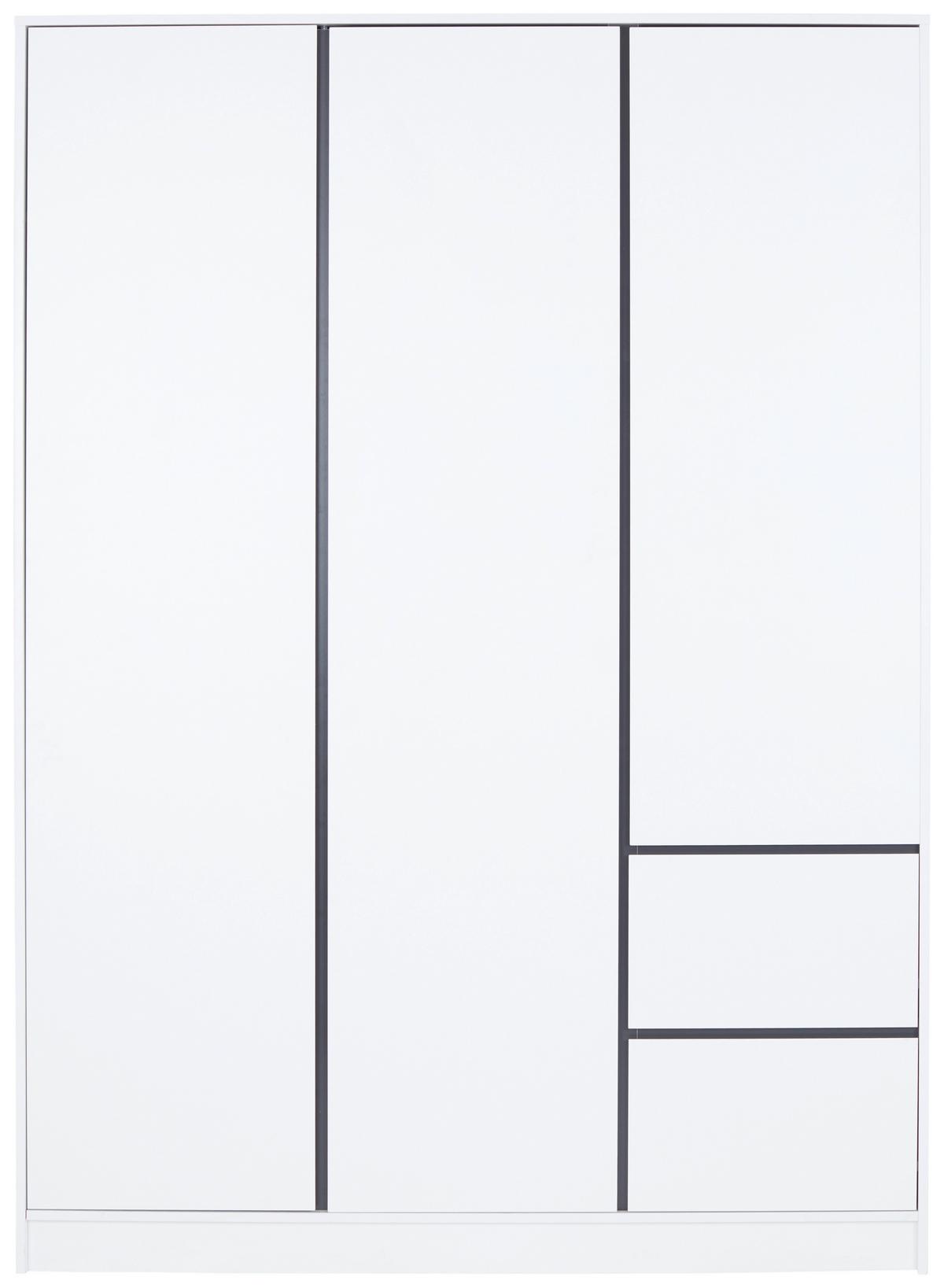 Drehtürenschrank 146,8cm Basit Weiß Dekor - Weiß, KONVENTIONELL, Holzwerkstoff (146,8/205,5/56,6cm)