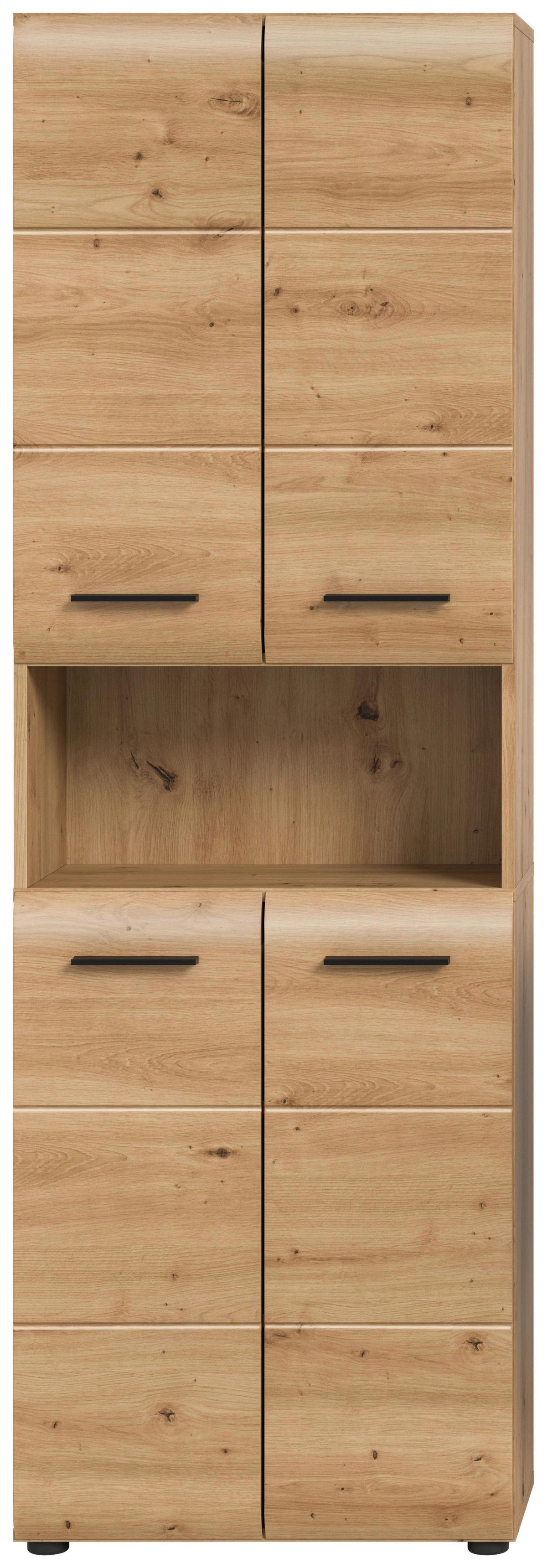 Hochschrank Ice Eiche Artisan Dekor B: 60cm - Schwarz/Eiche Artisan, Basics, Holzwerkstoff (60/185/30cm) - MID.YOU