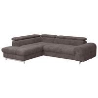 Ecksofa Mit Schlaffunktion Cloud + Dunkelbraun - Chromfarben/Dunkelbraun, KONVENTIONELL, Textil (206/257cm) - Livetastic