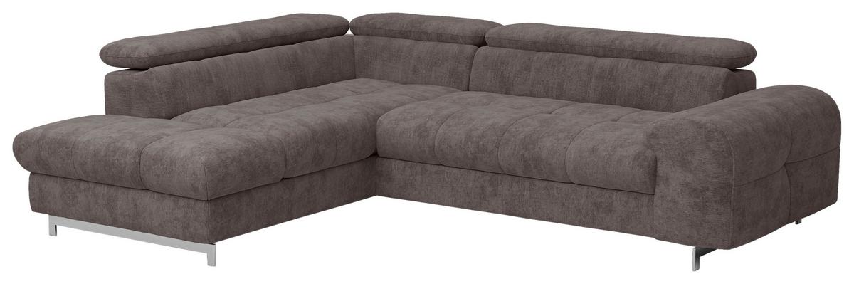 Ecksofa Mit Schlaffunktion Cloud + Dunkelbraun - Chromfarben/Dunkelbraun, KONVENTIONELL, Textil (206/257cm) - Livetastic