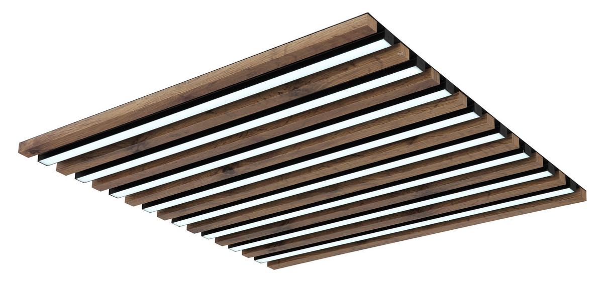 LED-DECKENLEUCHTE 67347D3CCT HAYDEN - Dunkelbraun/Schwarz, Natur, Holzwerkstoff/Kunststoff (60/60/6cm) - Globo