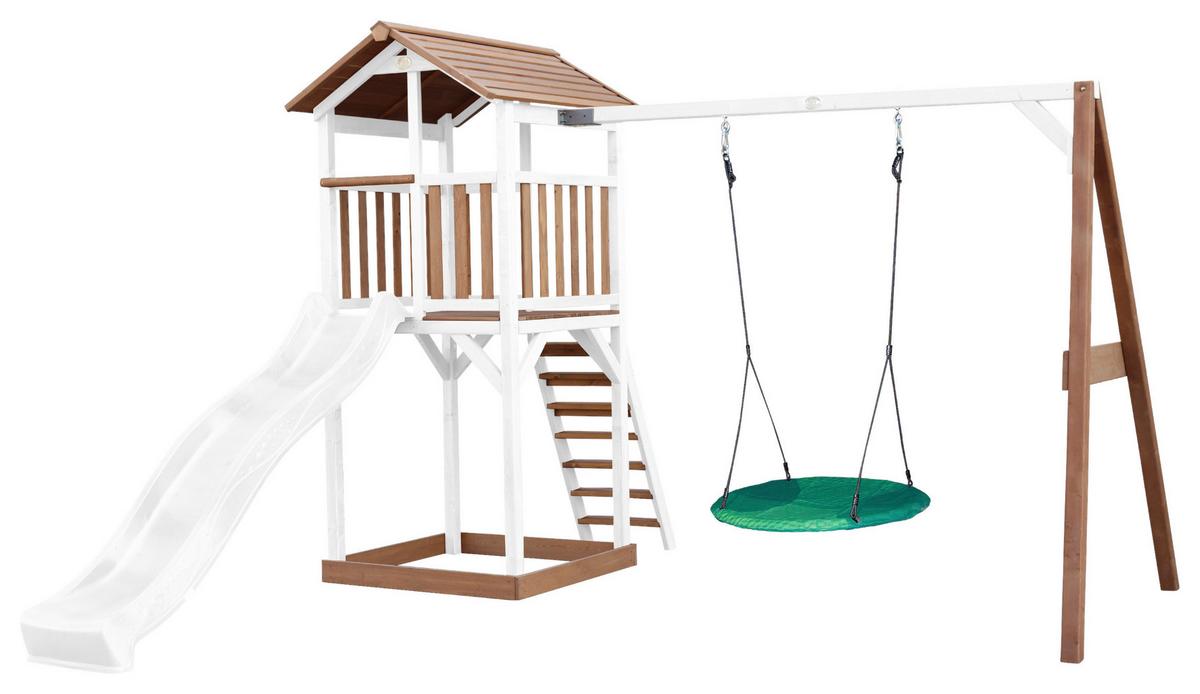 Spielturm A025.123.91 - Braun/Weiß, KONVENTIONELL, Holz/Kunststoff (356,6/241,9/349cm) - Ambia Garden