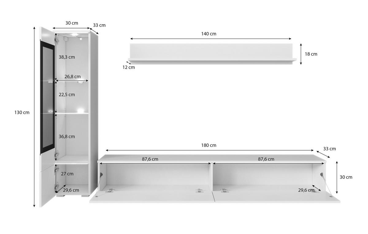 Obývacia stena VERA - čierna/sivá, Basics, kompozitné drevo/plast (210/130/33cm) - P & B