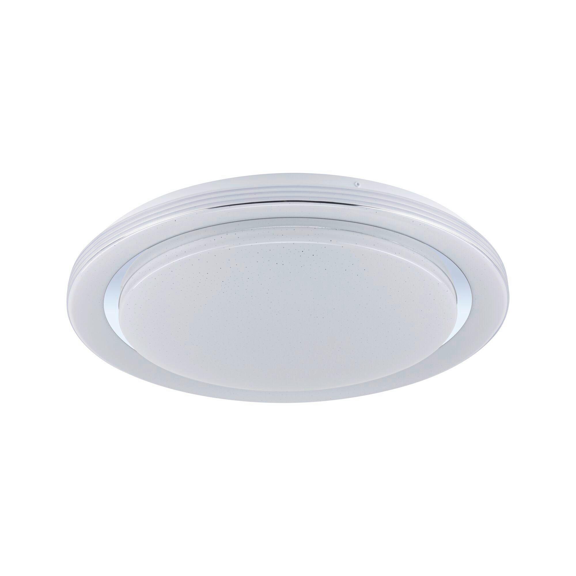 Deckenleuchte Ø 48,5 Cm 1-Flammig Dimmbar Rund - Chromfarben/Weiß, Basics, Kunststoff/Metall (48,5/7,5cm) - Paulmann