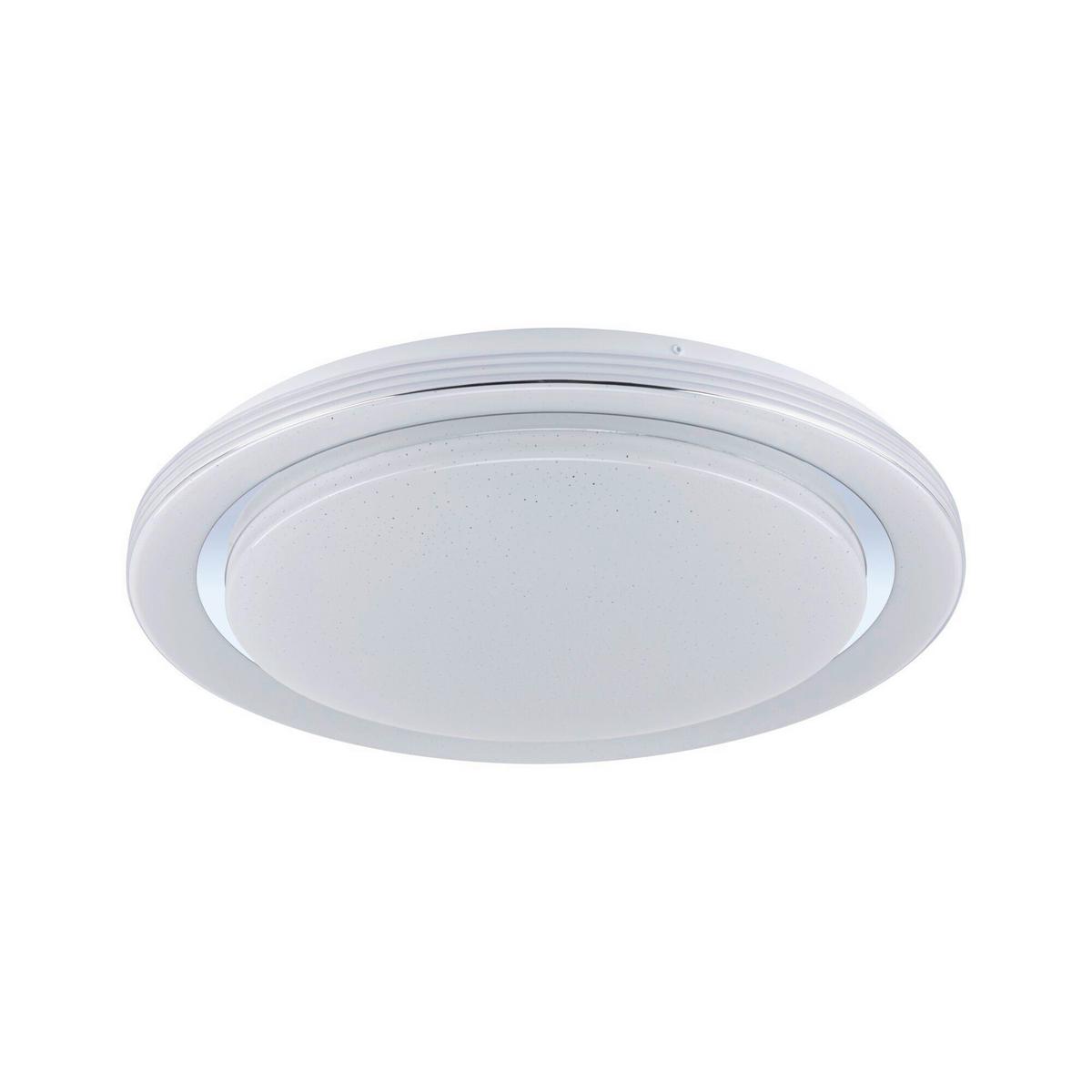 Deckenleuchte Ø 48,5 Cm 1-Flammig Dimmbar Rund - Chromfarben/Weiß, Basics, Kunststoff/Metall (48,5/7,5cm) - Paulmann