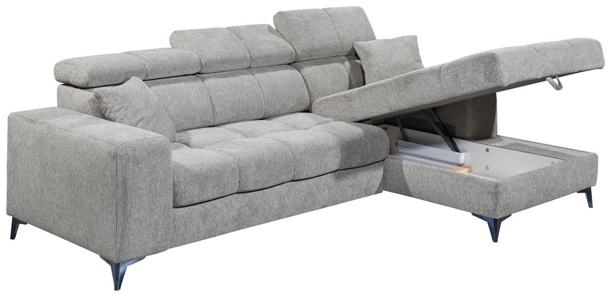 Ecksofa Sydney Hellgrau S: 268/172 cm - Hellgrau/Schwarz, KONVENTIONELL, Textil (268/172cm) - MID.YOU