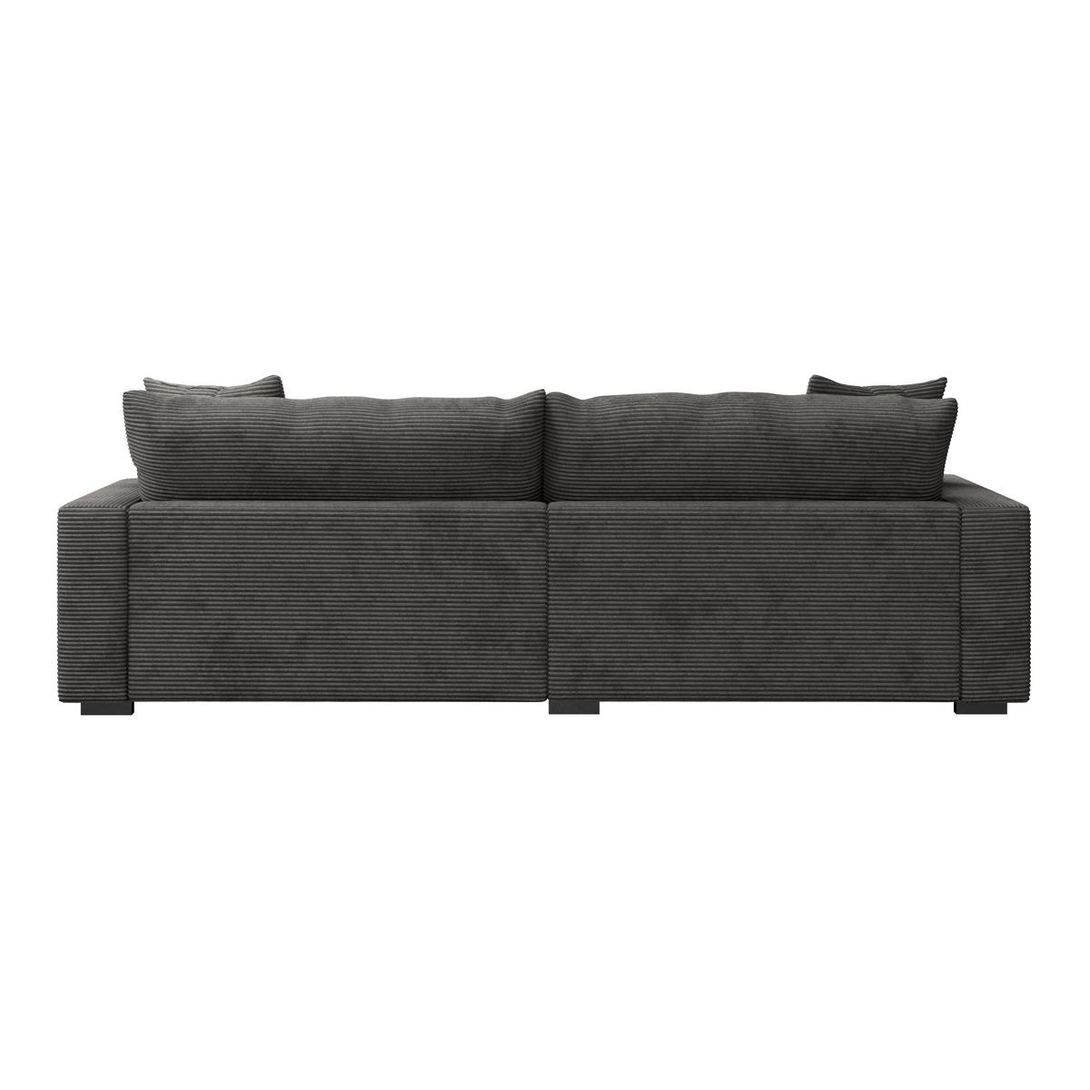 Rohová sedačka PELLE, levá, šedý manšestr - šedá/černá, Moderní, textil (180/265cm)