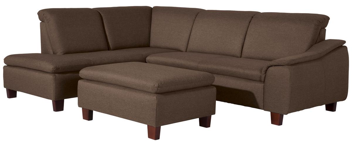Ecksofa Aaron Sahara Flachgewebe - Nussbaumfarben/Sahara, Design, Textil (247/187cm) - Max Winzer