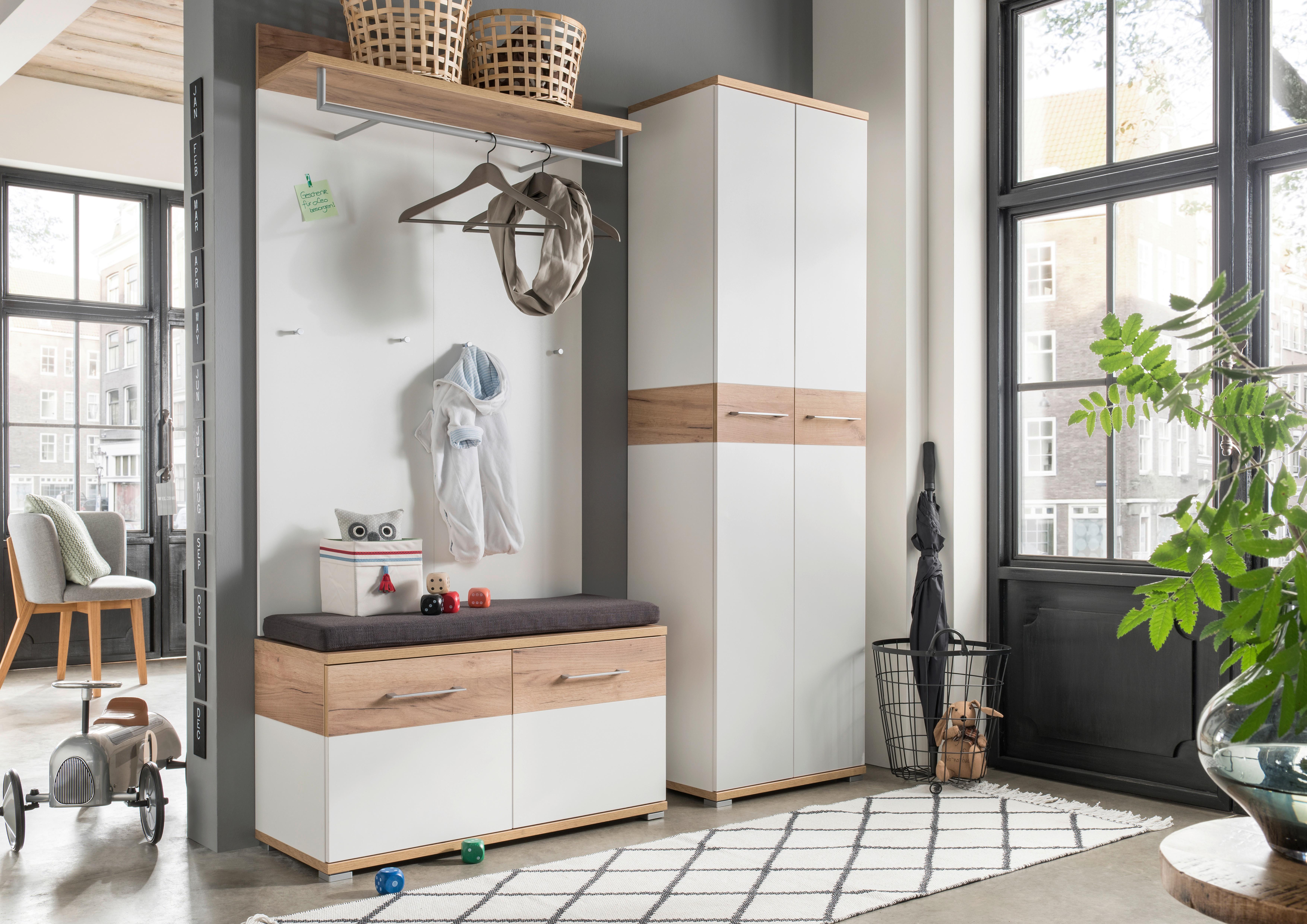 Garderobenschrank Gw-topix Weiß/eiche Dekor B: 59 Cm - Eichefarben/Weiß, MODERN, Holzwerkstoff (59/199/40cm) - Germania