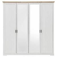 Drehtürenschrank Mit Spiegel 214 Cm Jasmin Ii Weiß/eiche - Weiß/Eiche Artisan, LIFESTYLE, Holzwerkstoff (214/220/64cm)