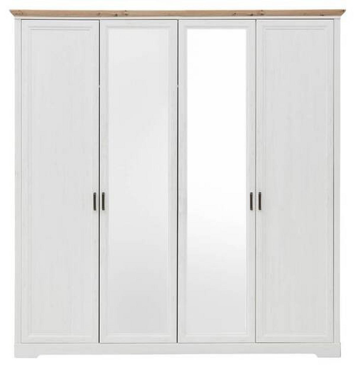 Drehtürenschrank Mit Spiegel 214 Cm Jasmin Ii Weiß/eiche - Weiß/Eiche Artisan, LIFESTYLE, Holzwerkstoff (214/220/64cm)