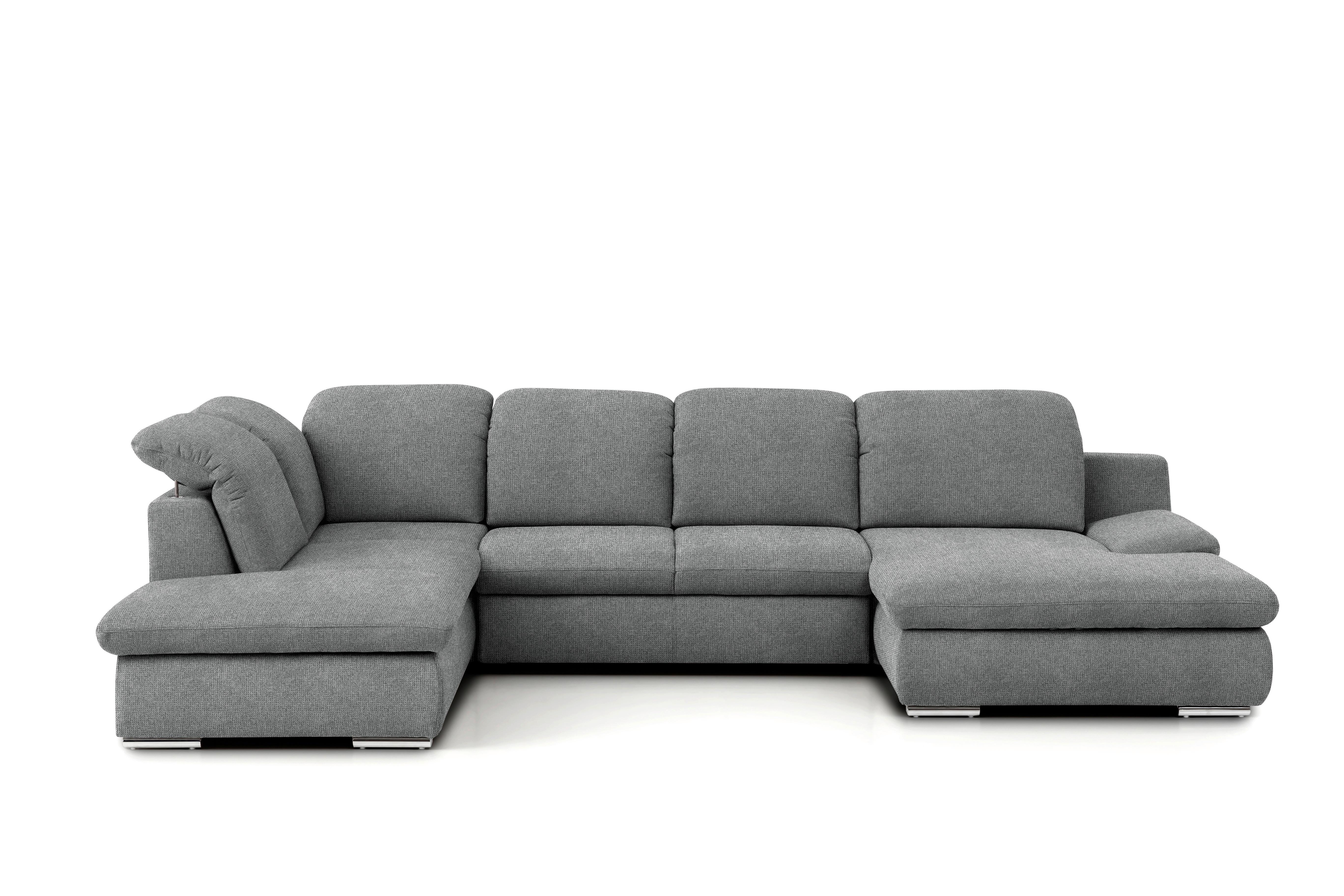 Wohnlandschaft Isona Dunkelgrau Isona - Chromfarben/Dunkelgrau, Design, Textil (212/353/165cm) - Livetastic