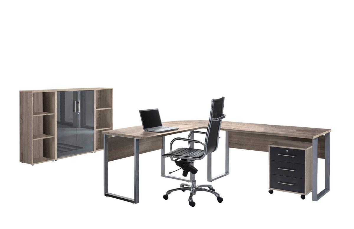 Büro Office Edition Sonoma Eiche Dekor/anthrazit - Anthrazit Hochglanz/Sonoma Eiche, MODERN, Holzwerkstoff - MID.YOU