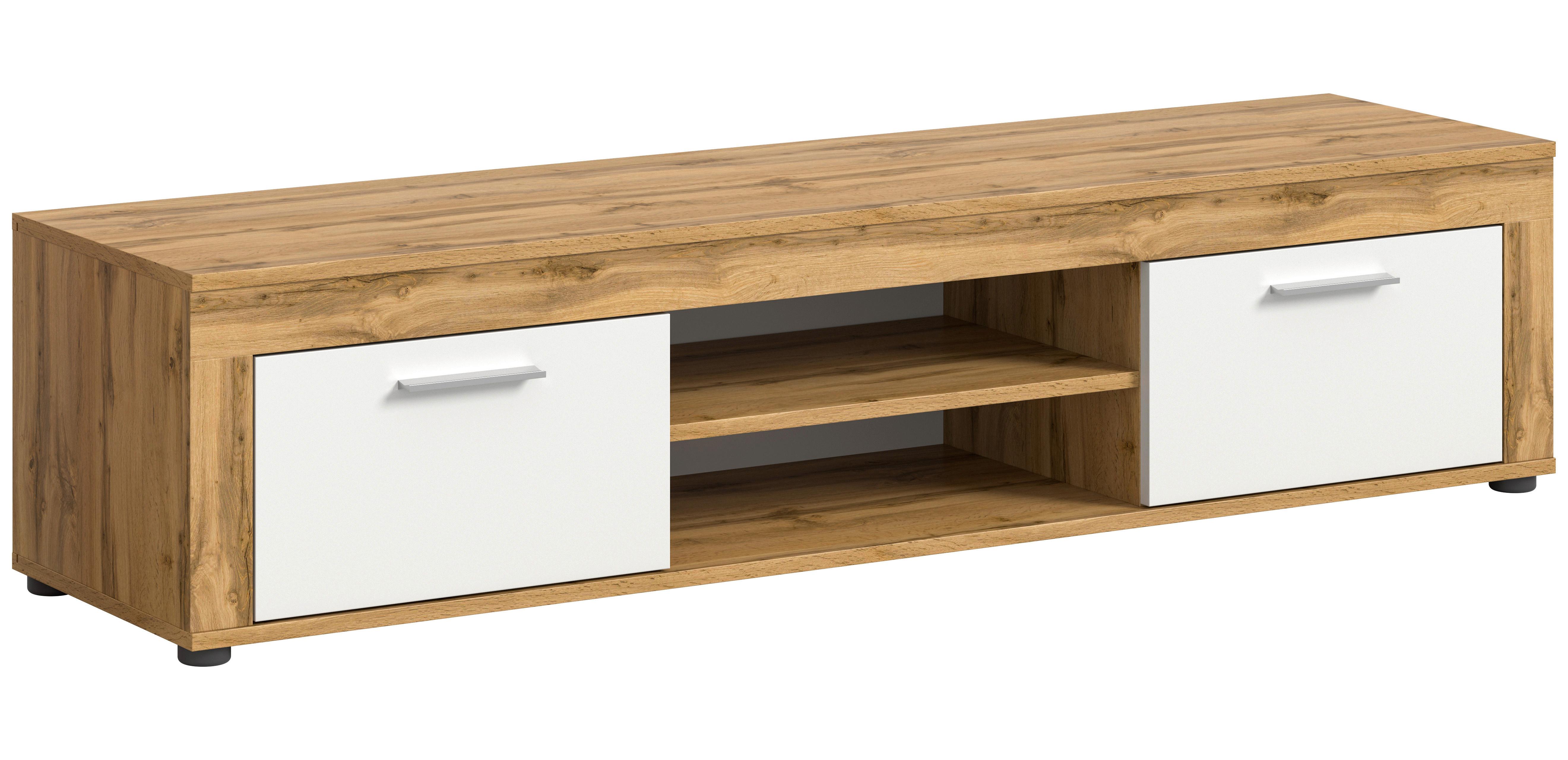 Lowboard Jam Weiß/Eiche Dekor B: 160 cm - Eiche Wotan/Schwarz, Design, Holzwerkstoff (160/37/40cm) - MID.YOU