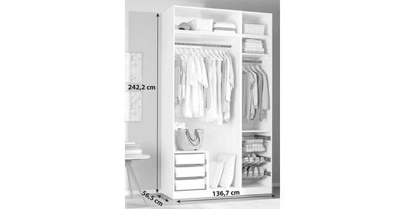 Offener Kleiderschrank 137 cm Unit Weiß - Weiß, MODERN, Holzwerkstoff (136,7/242,2/56,5cm) - Ondega