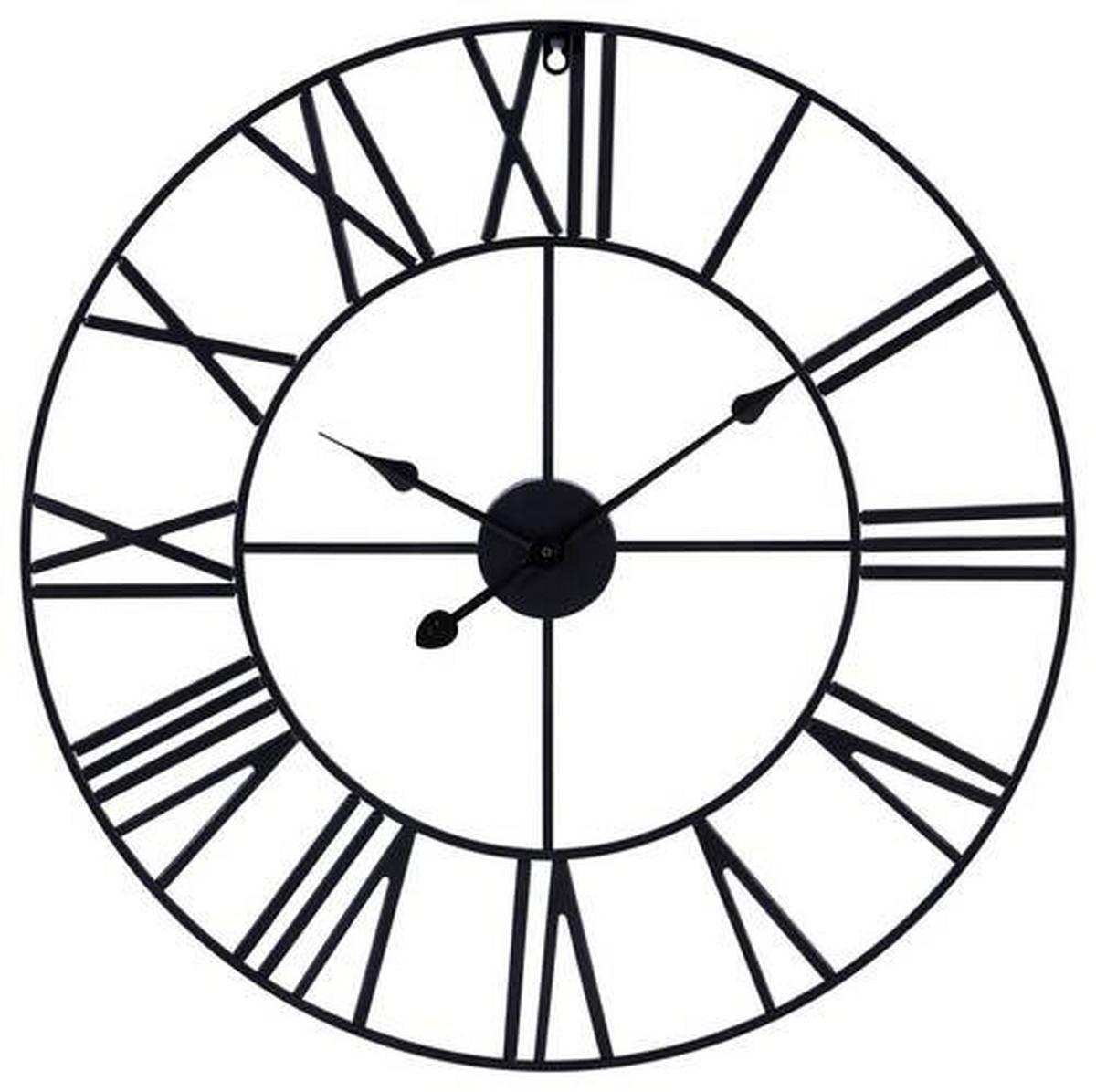 Wanduhr Aron Ø 60 cm Analog Schwarz Eisen Vintage-Look - Schwarz, Basics, Metall (60cm) - Luca Bessoni