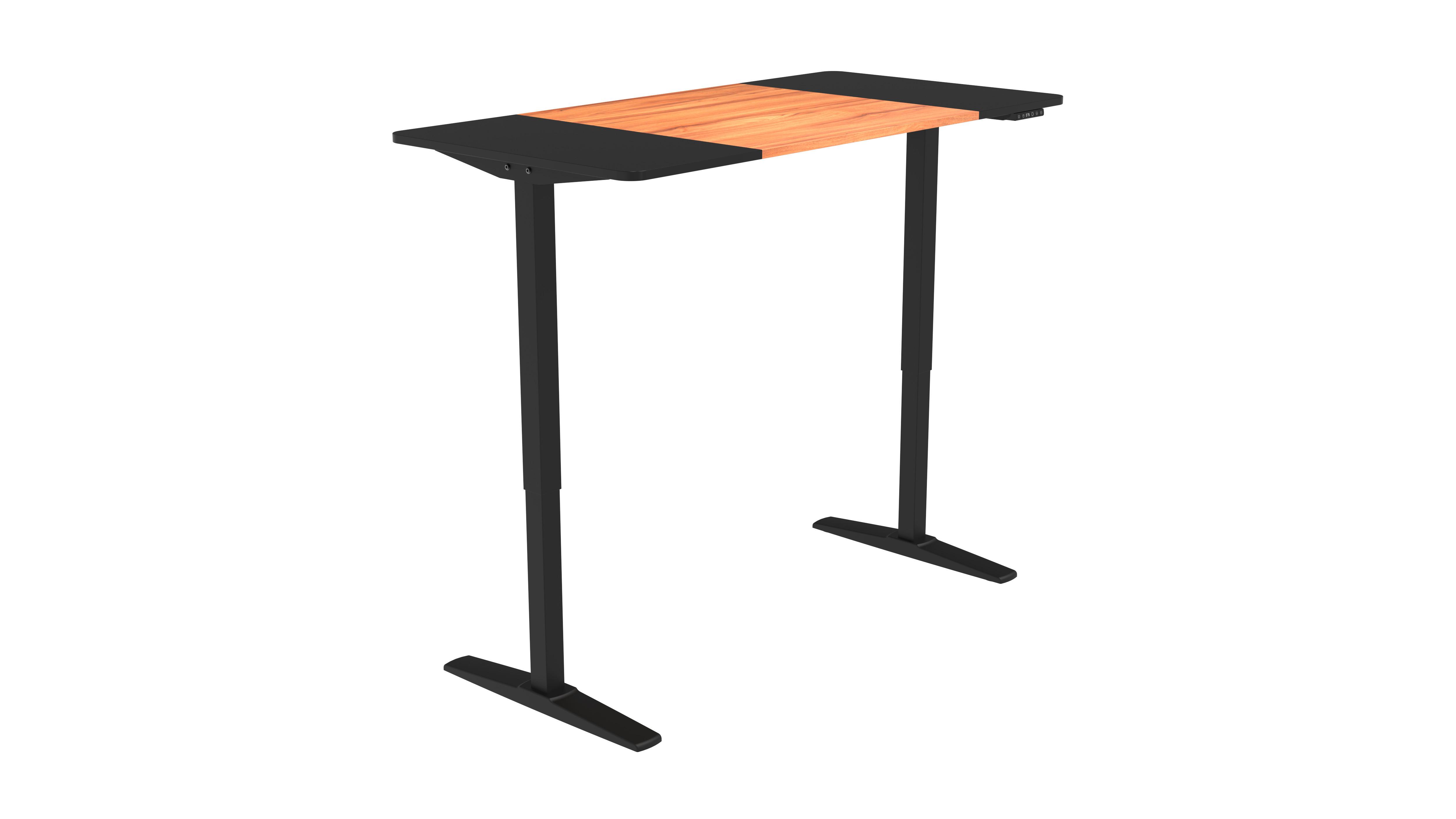 Schreibtisch B 140cm H 71-116 cm Milan 2, Schwarz - Schwarz/Naturfarben, MODERN, Holzwerkstoff/Metall (140/71-116/70cm)
