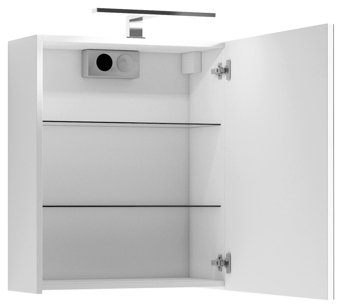 Spiegelschrank Spree mit Led 1 Tür BxHxT 50x60x20 cm Weiß - Weiß, MODERN, Glas/Holzwerkstoff (50/60/20cm) - MID.YOU