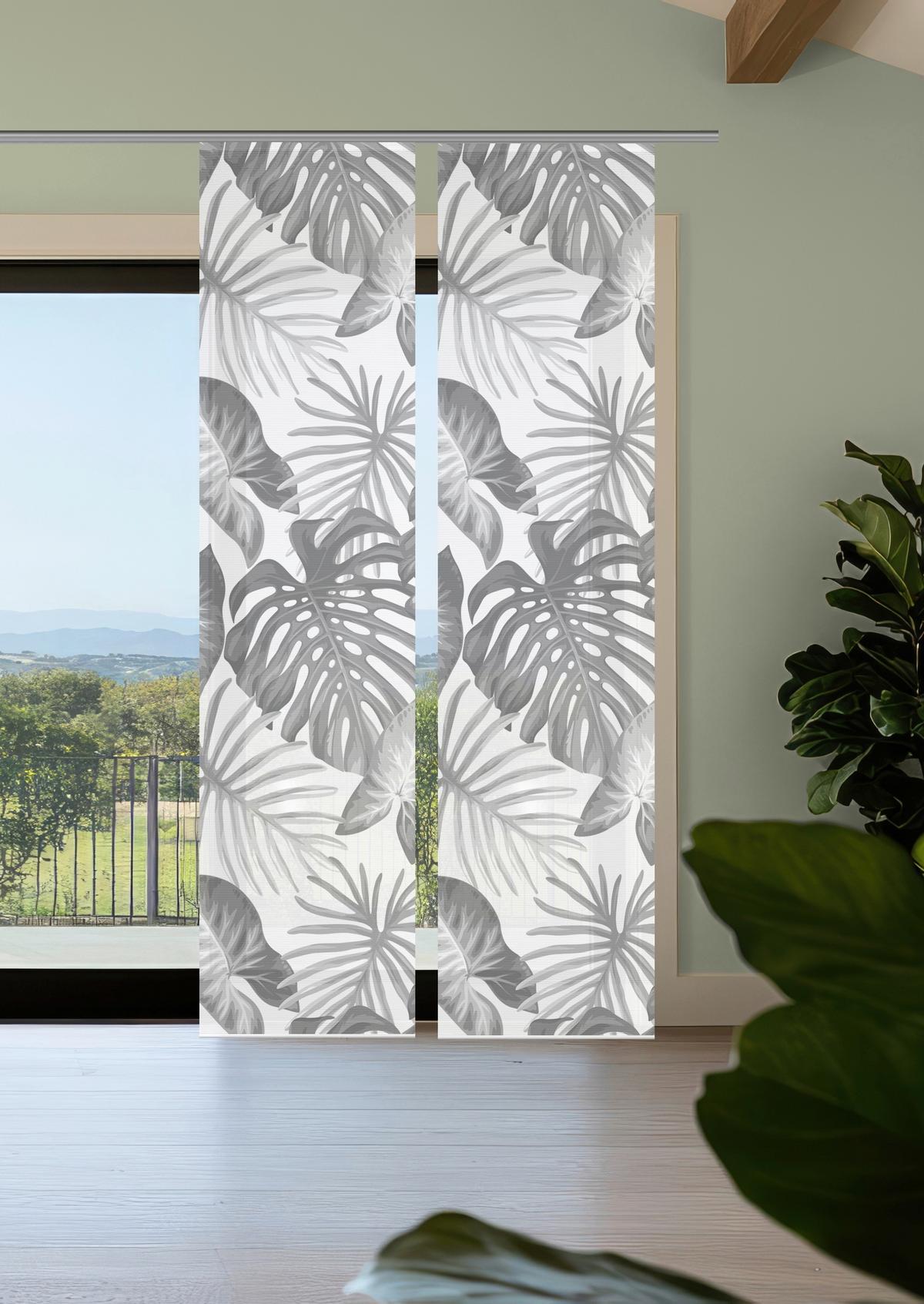 Flächenvorhang Sanja 2er Set - Grau Hochglanz, Natur, Textil (60/260cm)