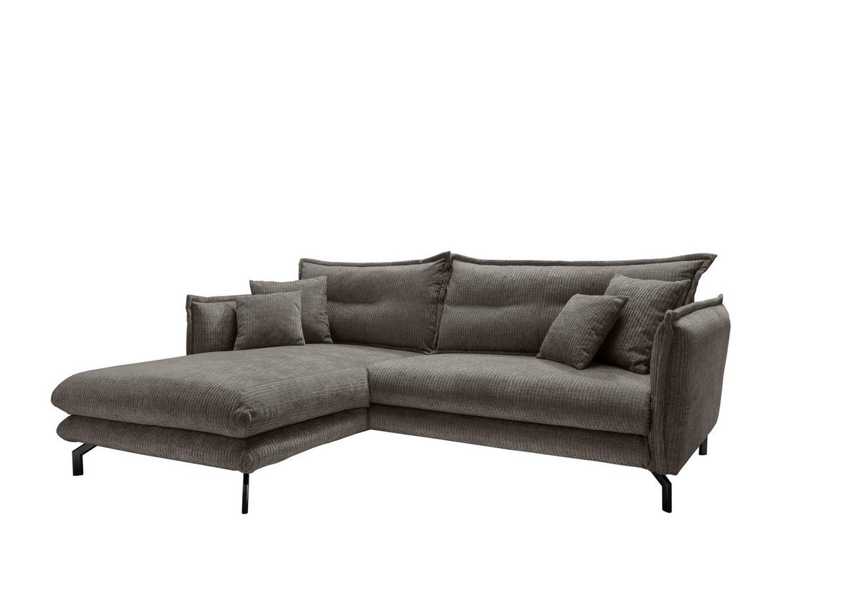 Ecksofa Lava - Graubraun/Schwarz, Design, Textil (180/255cm) - Livetastic