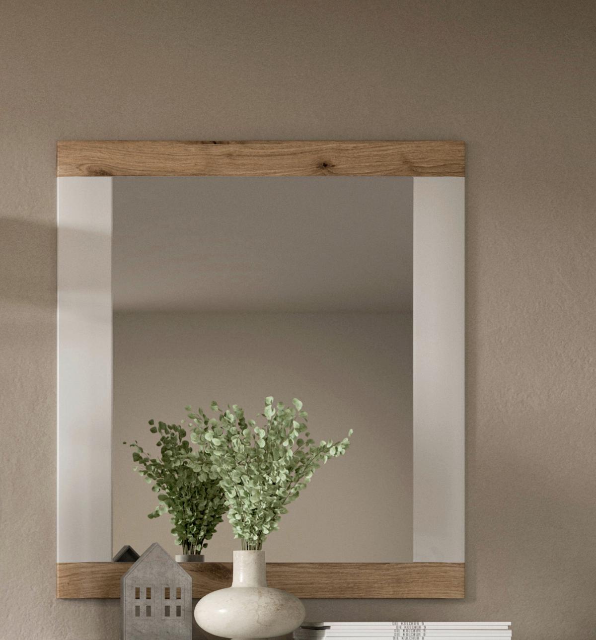 Spiegel Laredo Weiß/nox Oak B: 73 Cm - KONVENTIONELL, Glas/Holzwerkstoff (73/82/2cm) - MID.YOU