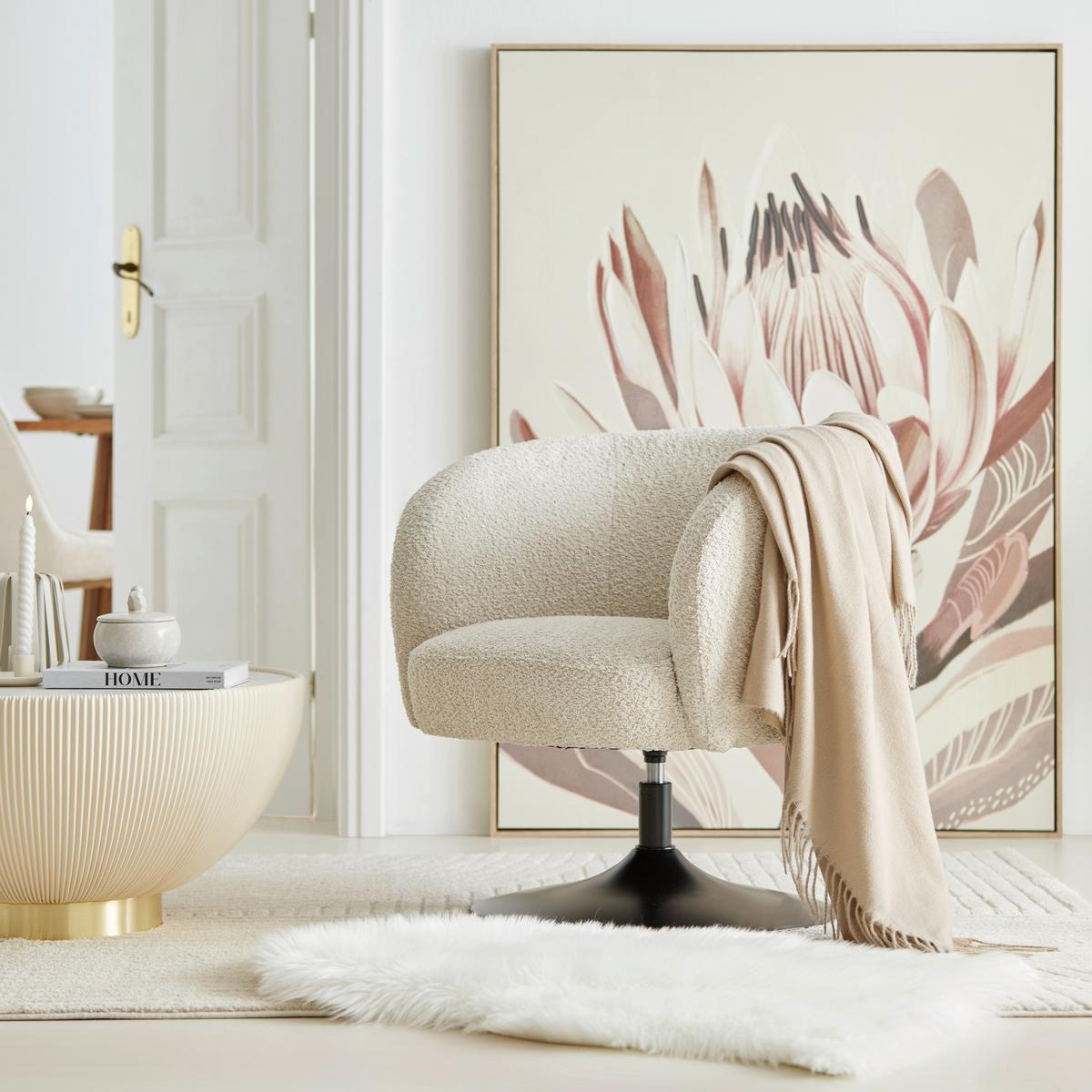 Otočná židle GIRO, béžová žinylka, max.120 kg - černá/béžová, Moderní, kov/textil (67/68/73cm) - Premium Living