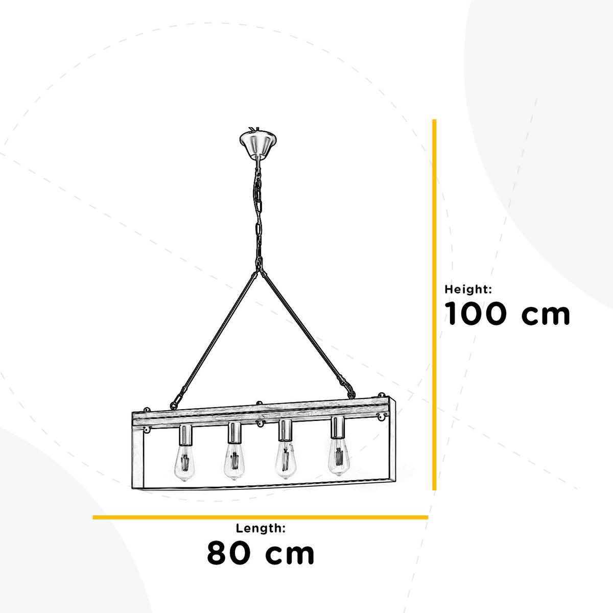 Hängeleuchte 5046/S4 - Schwarz/Braun, Natur, Holz/Metall (80/8/100cm)