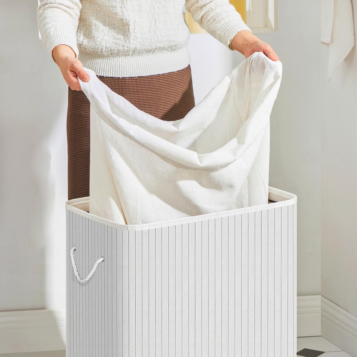Wäschekorb Weiß B: 51,5 Cm - Weiß, Basics, Naturmaterialien/Textil (51,5/61,5/31,5cm)