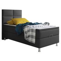 Boxspringbett Mit Topper 90x200 Cm Miami-Bk - Anthrazit/Silberfarben, KONVENTIONELL, Leder/Textil (90/115/210cm) - MID.YOU