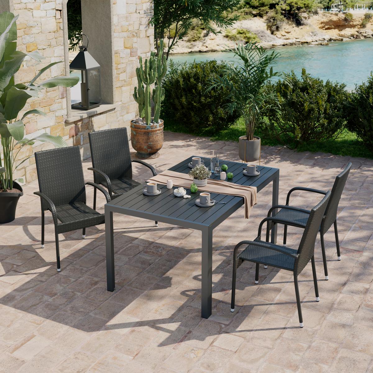 Gartensessel Elisa - Schwarz, MODERN, Kunststoff/Metall (55/45/47cm) - Beldano