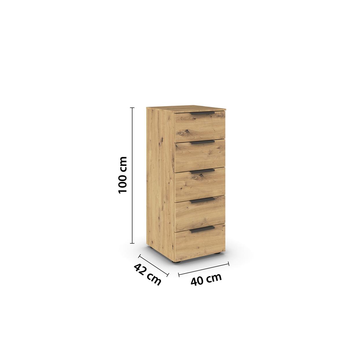 Kommode 40 Cm Flipp Eiche/graphitfarben - Schwarz/Graphitfarben, MODERN, Holzwerkstoff (40/100/42cm) - Rauch Möbel