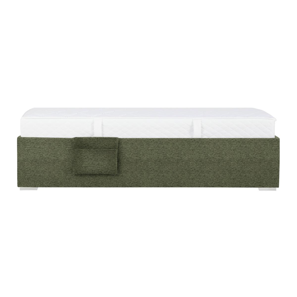 Posteľ Remi s bočnicami 90x200, poťah olivovozelený - olivovozelená/prírodná farba, Konventionell, drevo/textil (90/200cm)