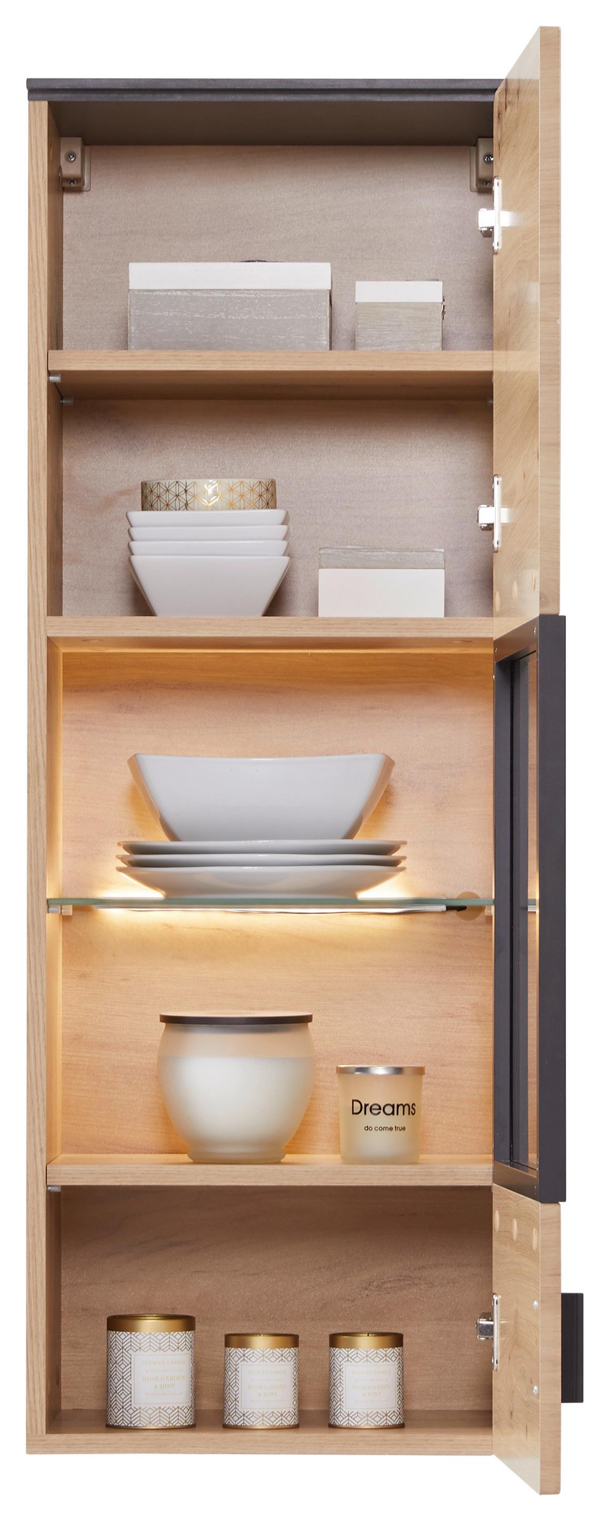 Wohnkombination Modern 6 Tlg. Tonale 1, Eiche Dekor/grau - MODERN (296,4/207,6/40cm)