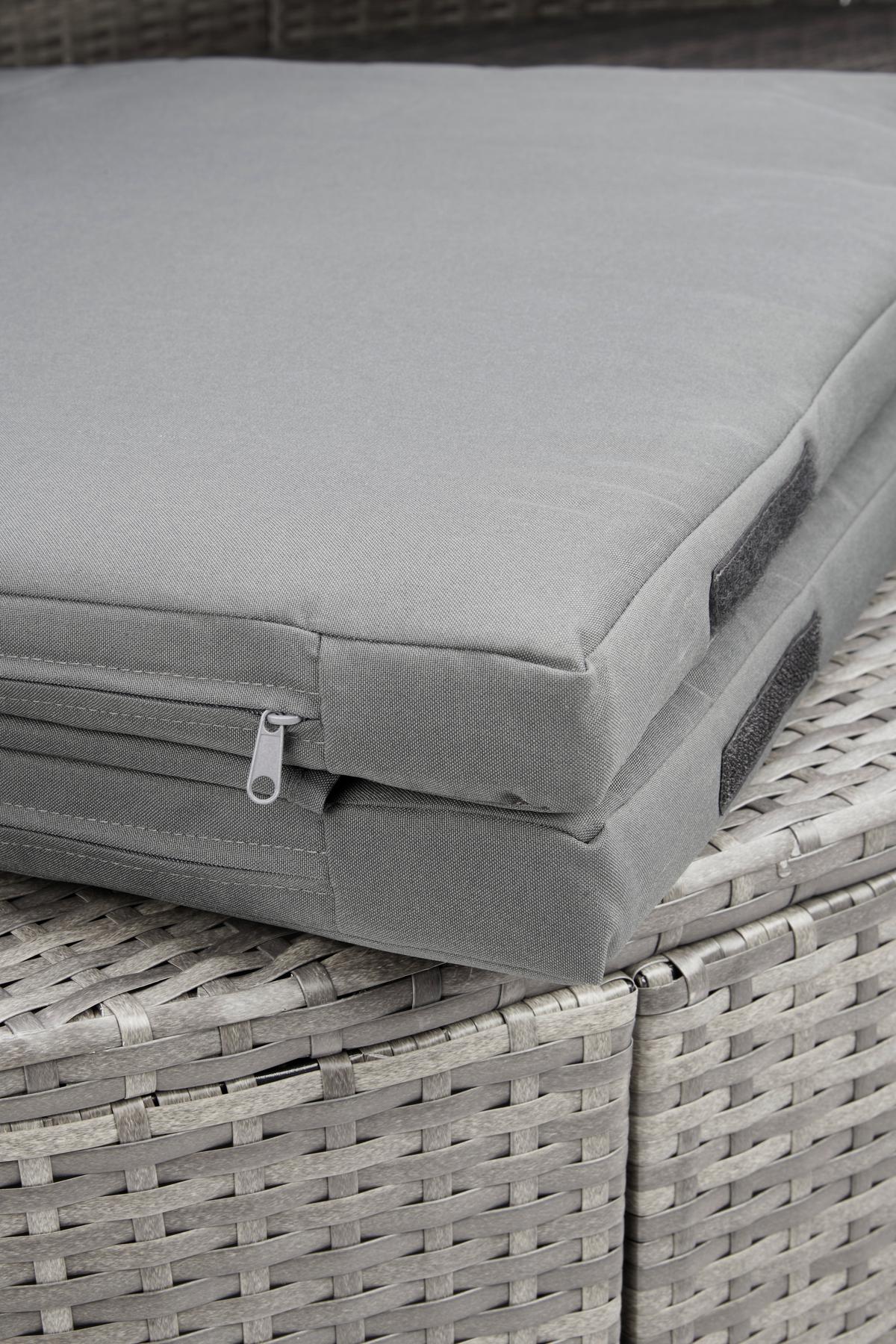 Sonneninsel Kuba Grau Aus Polyrattan, Verstellbares Dach - Grau, MODERN, Kunststoff/Textil (230/145/140cm) - Ambia Garden