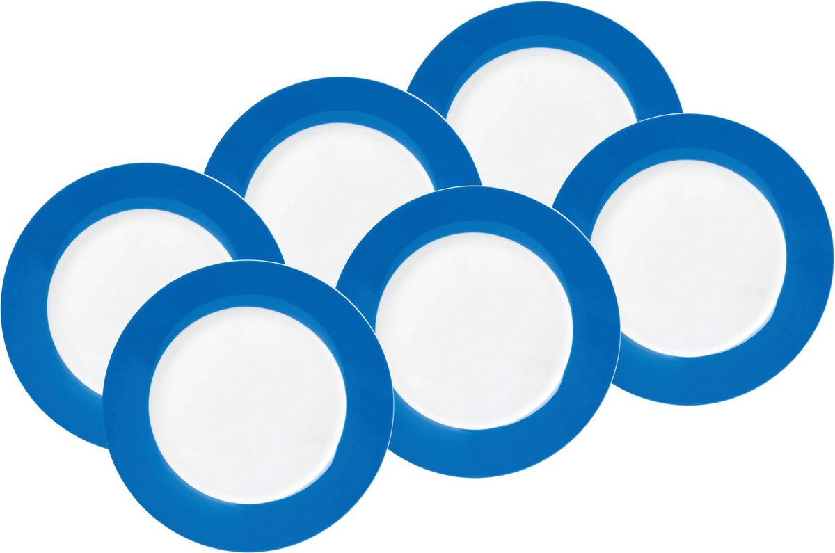 Desserttellerset Blau Weiß 6-teilig D: 20 cm - Blau/Weiß, Basics, Keramik (20cm) - Van Well