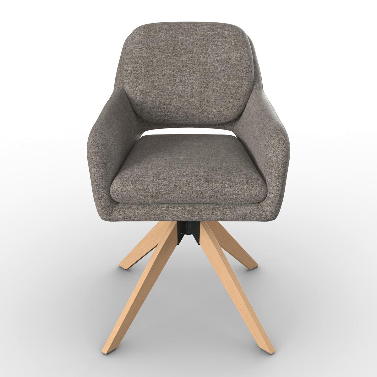 Židle s područkami Adrien, hnědá - přírodní barvy/hnědá, Moderní, kov/dřevo (64/59/92cm) - Bessagi Home