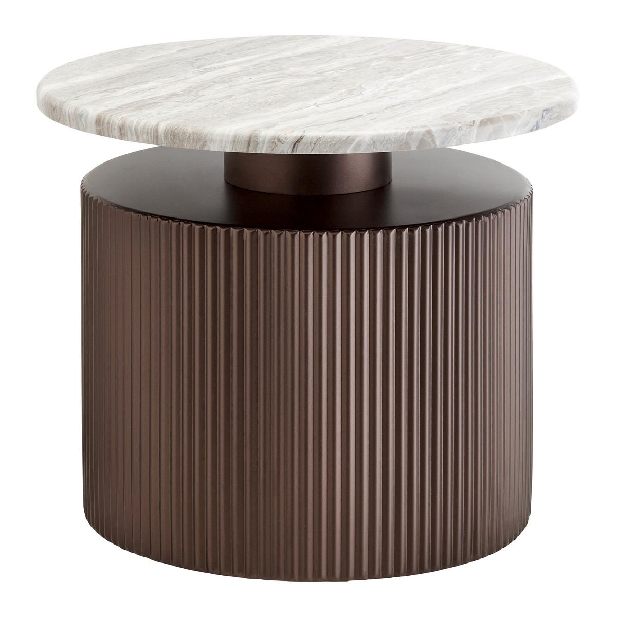 KONFERENČNÝ STOLÍK SOLCO -TREND- - bronzová/prírodná farba, Lifestyle, kov/kompozitné drevo (46/41cm) - Premium Living